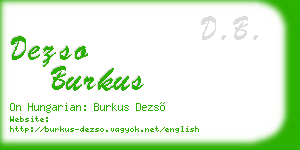 dezso burkus business card