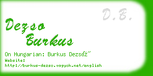 dezso burkus business card